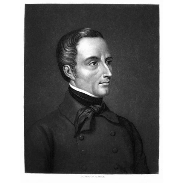 Alphonse de Lamartine /N(1790-1869). Alphonse Marie Louis de Prat de Lamartine. Poète Français. Mezzotint, 1848, par John Sartain. Affiche Imprimée par (24 x 36)