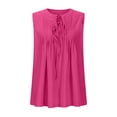 thumbnail image 4 of Yanlir Hauts à Col Rond Plissé Noué devant pour Femmes Été 2025 Blouse Sans Manches Fluide, Tunique Décontractée Ample, Hauts de Mode pour la Plage et les Vacances (Rose Vif, S), 4 of 6