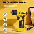 thumbnail image 3 of TLGREEN 8V Cordless Drill, 101 Pcs Home Tool Set with Drill, 3/8" Keyless Chuck, USB-C Rechargeable Power Tool Kit with Brushless Motor & Fast Charge, Yellow, 3 of 9