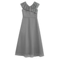 thumbnail image 3 of inhzoy Kids Girls Chiffon Flower Party Dress V Neck Junior Bridesmaid Ball Gown Gray 14, 3 of 5