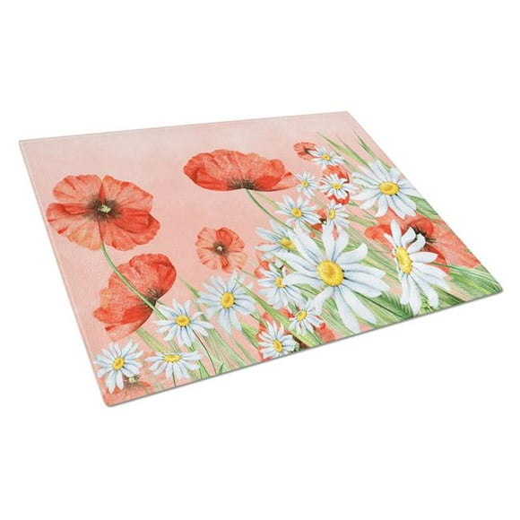 Poppies & Chamomiles Glass Cutting Board - Large