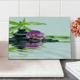 thumbnail image 2 of Spa Cutting Board, Relaxation Ways Massage Stone Orchid and Bamboo Print, Decorative Tempered Glass Cutting and Serving Board, Small Size, Purple Black, by Ambesonne, 2 of 5