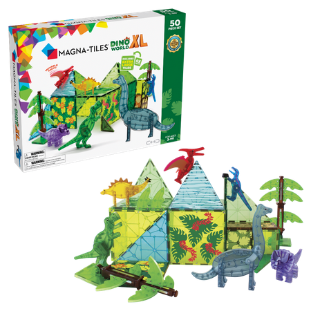 UPC: 0850025176088 | MAGNA-TILES Dino World XL 50-Piece Magnetic Construction Set The ORIGINAL Magnetic Building Brand