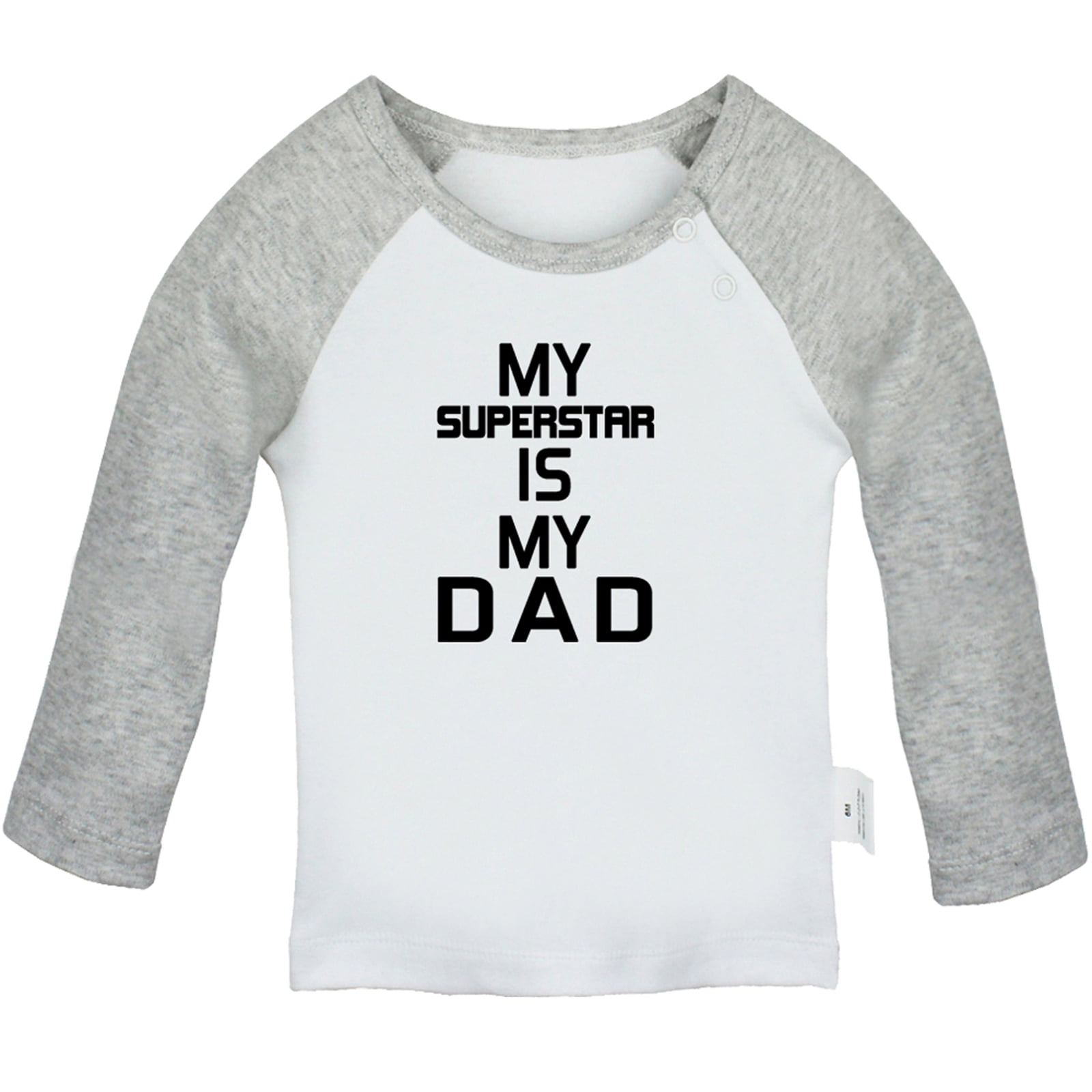 My Superstar Is My Dad Funny T shirt For Baby, Newborn Babies T-shirts,  Infant Tops, 0-24M Kids Graphic Tees Clothing (Long Pink Raglan T-shirt,  0-6 Months) 