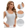 thumbnail image 3 of Unique Bargains Women's U Neck Tank with Built-In Bras M Light Grey, 3 of 6