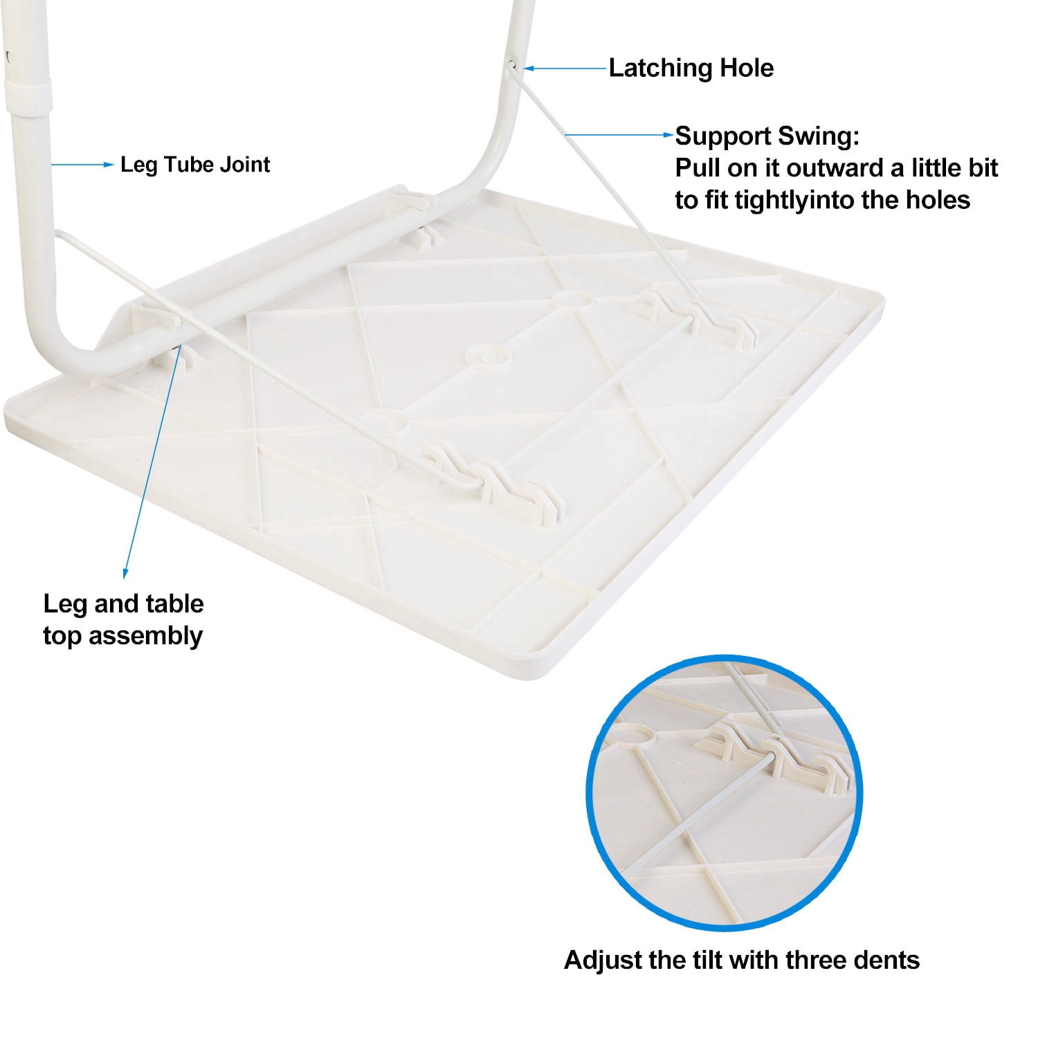 Moclever Foldable from 20.47-28.35 inches Adjustable to 6 Heights Comfortable TV Tray Table Laptop