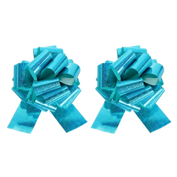 12 Inch Giant Large Pull Bow 2 Pcs Big Glitter Metallic Car Bows Ribbon for Wedding Presents Gift Wrapping Christmas, Green Blue