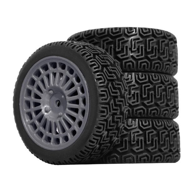 4 piezas de rueda y neumático RC, accesorio para bricolaje, modelo de repuesto para bricolaje, fácil instalación, repuesto negro resistente para 1:10 Gris