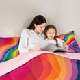 thumbnail image 4 of Castle Fairy Flat Rainbow Wave King Size Comforter Sets 3pcs,Smooth Curved Striped Seamless Comforters King Size,Bright Pastel,Pink Reversible,1 Comforter and 2 Pillowcases, 4 of 6