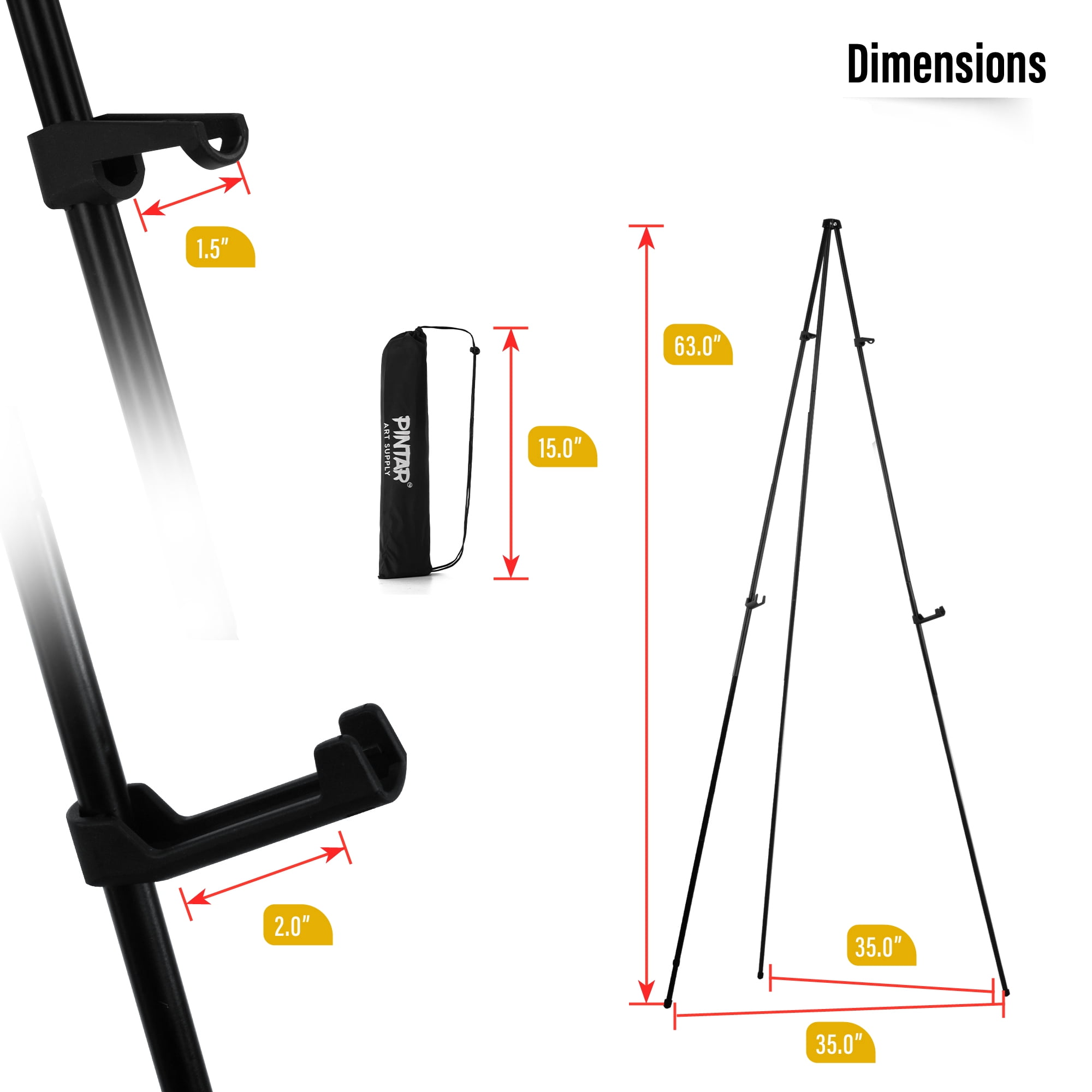 Pintar Easel Stand for Painting and Display - 63" Portable Metal Tripod Standing Art Easel with Bag, Foldable Easel Stand