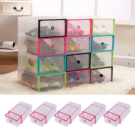 Teak Rectangular Stacking Box 5PCS Rectangular Clear Plastic Shoe Box Transparent Drawer Case Protective Storage Shoe Boxes Storage Organizer Stackable Box by Sonew ()