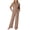 02-Dark Brown, variant on MINTREUS Women's Pajama Set Long Sleeve Lounge Set Ribbed knit Sleepwear Two Piece Pjs Set with Pocket