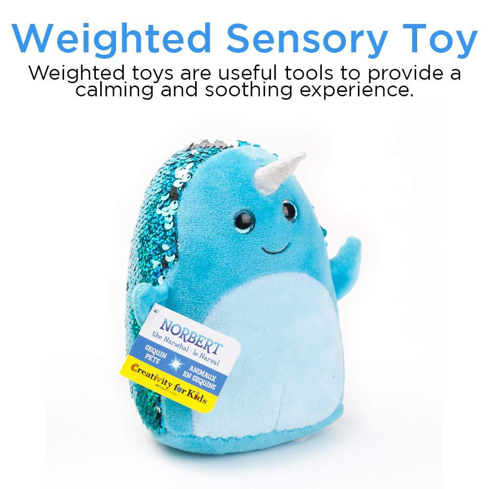 Norbert The Narwhal Plush Toy Weighted Sensory Toys for Kids Creativity for Kids Mini Sequin Pets