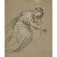 thumbnail image 3 of Angelica Kauffmann 20x23 Black Modern Framed Museum Art Print Titled - Study from Life of a Kneeling Woman in Profile (1771), 3 of 5