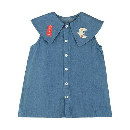 

Girl s Sleeveless Casual Sundress Holiday Denim Embroidered Cartoon Sundress Dress Uniform Dresses For Girls 5t Girl Clothes Fall Dresses For Girls