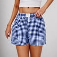 thumbnail image 4 of Inleife Womens Casual Plaid Prints Shorts Summer Elastic Waist Comfortable Pocket Pants Pant Pockets Button Shorts, 4 of 6
