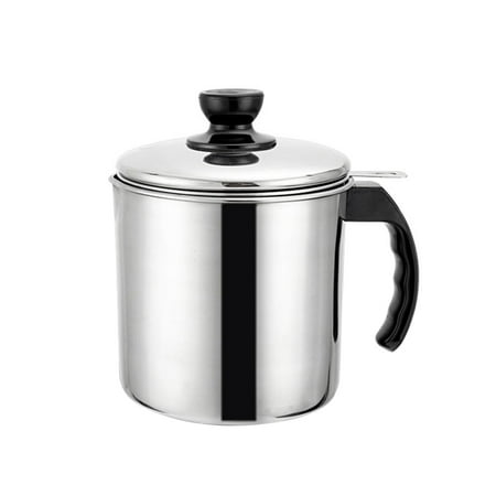 

1.2L Stainless Steel Oil Strainer Pot Grease Container Oil Storage Can Grease Keeper with Strainer and Lid