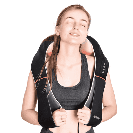 RENPHO Shiatsu Neck Massager with Heat & Vibration, Deep Tissue 3D Kneading Shoulder Massager for Pain Relief, Cordless Leather Gift for Women and Men