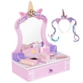 thumbnail image 1 of Set de tocador BRINJOY Wooden para niños con accesorios y cajón, 1 of 8