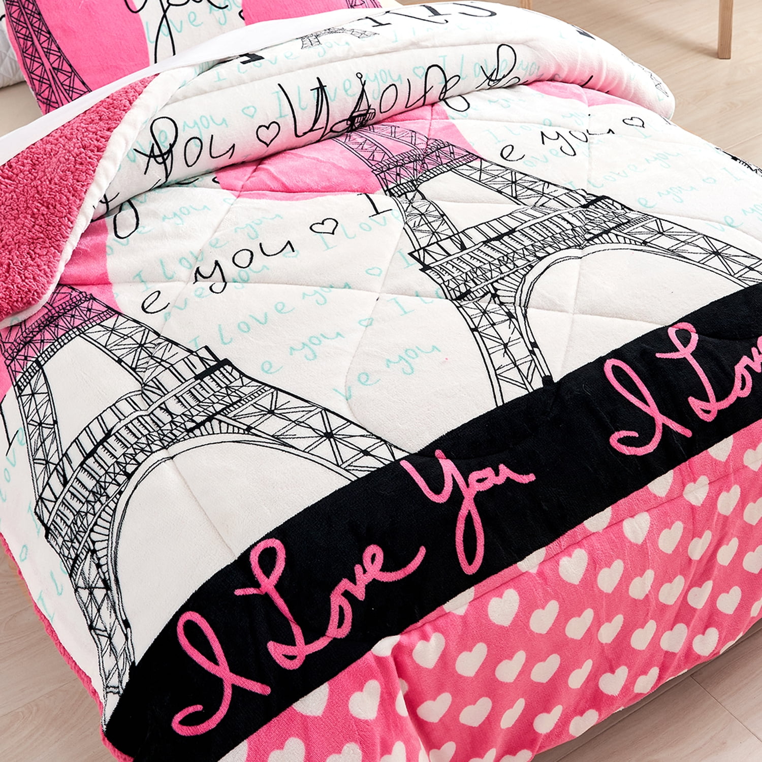NC Sherpa Blanket White, Pink, Polyester Reversible Bed Blankets Twin (Count 2)