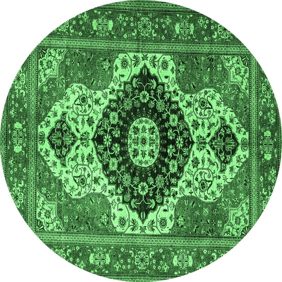 Ahgly Company Indoor Round Persian Emerald Green Traditional Area Rugs, 8' Round