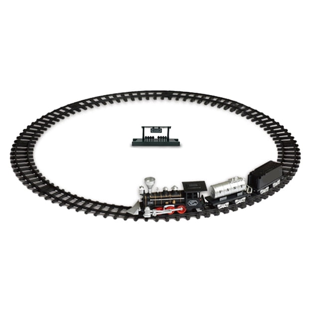 Transemion Piste Vintage pour Enfants Petit Train Jouet Train Simulation Classique Puissance Électrique Lumière Musique Train Simulation Classique Piste de Puissance Modèle 2