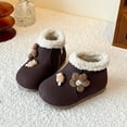 thumbnail image 2 of Toddler Girls Snow Boots Cute Knit Bowtie Floral Fuzzy Lined Winter Booties Side Zipper Nonslip Flat Ankle Boots 11 Little Kid Coffee, 2 of 6