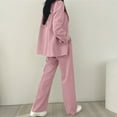 thumbnail image 7 of FRSASU Women's Temperament Commuting Suits Blazer Pants Set Lapel Button Business Casual Outfits for Work Professional Pink XL(XL), 7 of 7