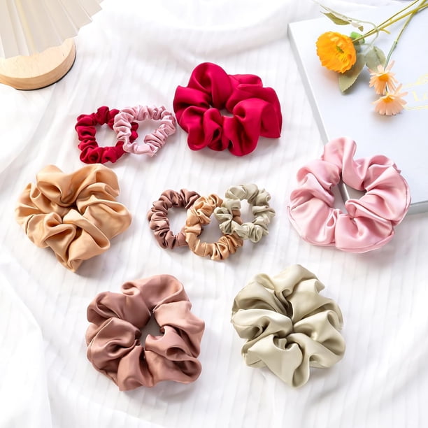 Ligas para Cabello, Hair Scrunchies para Pelo de Moda Estilo Clásico para Mujeres Coletero Banda Elástico Satén Suave para Todo Tipo de Pelo -12 Pcs, Estilo H