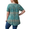 thumbnail image 3 of GingDin Women's Plus Size Casual Top Short Sleeve Crew Neck Lace Pleated Blouses m-4xl, 3 of 8