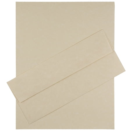 JAM Paper No. 10 Business Stationery Set, 4 1/8 x 9 1/2, Natural Parchment, 100/Pack