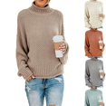 thumbnail image 5 of ZHAOCHENG Suéter de mujer elegante de invierno suéter de cuello alto suéter de punto suéter grueso suéter suelto casual manga larga Oberteile-S, 5 of 5