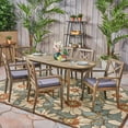 thumbnail image 3 of Lawrence Outdoor 7 Piece Acacia Wood Dining Set, Gray and Dark Gray, 3 of 14