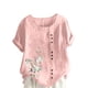 thumbnail image 1 of Camisetas de Manga Corta para las Mujeres Impreso Botón de Manga Corta Camiseta Blusa Poliéster, Ropa Casual Mirar Superior para las Mujeres, 1 of 4