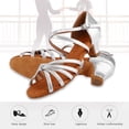 thumbnail image 3 of Zapatos de baile latino suaves y cómodos para niñas, color plateado, talla 34, 3 of 14