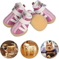 thumbnail image 1 of Zapatos para perros, 4 botas protectoras reflectantes antideslizantes con correa de sujeción ajustable para perros pequeños y medianos, fáciles de poner, almohadillas protectoras para las patas (S, ro, 1 of 5