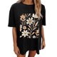 thumbnail image 4 of Faldas Cortas para Mujeres, Impresión de Flores Casual Oversized Camiseta de Manga Corta Top Hecho de 95% Poliéster 5% Spandex para Primavera Verano, Falda Corta de Verano, 4 of 7