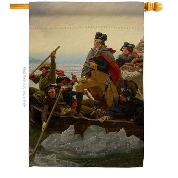 Usbrotherhood H180102-BO 28 x 40 in. Washington Crossing the Delaware Americana US Historic House Flag with Double-Sided Decorative Vertical Flags