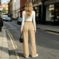 thumbnail image 6 of Xugsiok High Waist Sweatpants for Women Wide Leg Drawstring Loose Fit with Pockets Athletic Jogger Fall Outfits Khaki,3XL, 6 of 9