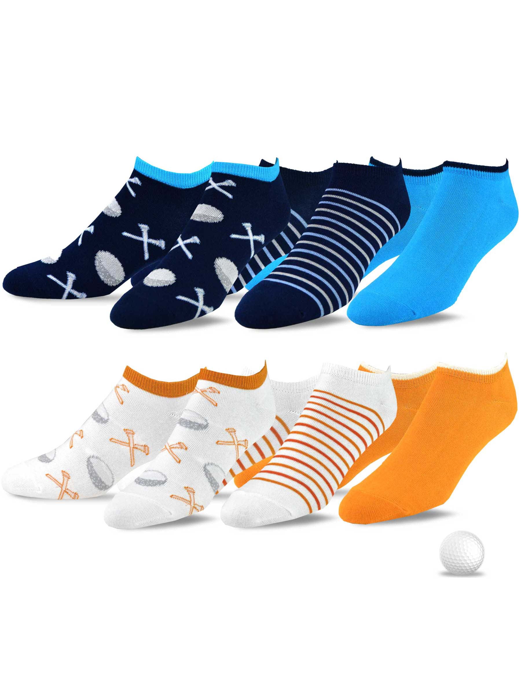 TeeHee Socks TeeHee Men's Golf Socks No Show Socks 6Pairs Assorted (Golf Ball)