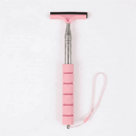 Car Side Mirror Squeegee, Rearview Mirror Wiper with Telescopic Long Handle, Retractable Small Auto Window Squeegee Cleaner, Portable Glass Cleaning Tool Universal Car Accessories (Pink)