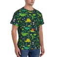 thumbnail image 2 of Bixox Men's Dinosaurs and Tropical Leaves and Flowers Printed Short Sleeve Skinny Athletic T-Shirt, 2 of 6
