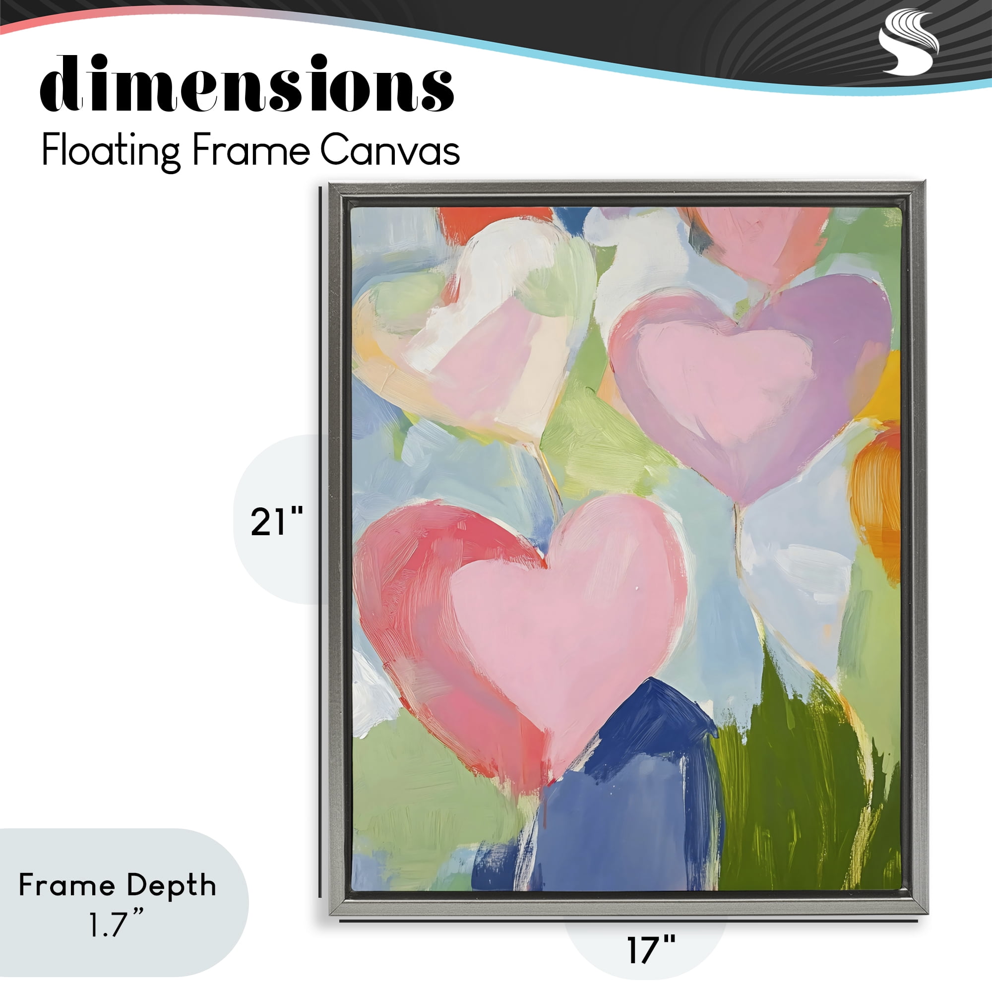 Stupell Industries Pink Hearts Abstraction Gray Framed Floater Canvas Wall Art, design by The Prints Vibe