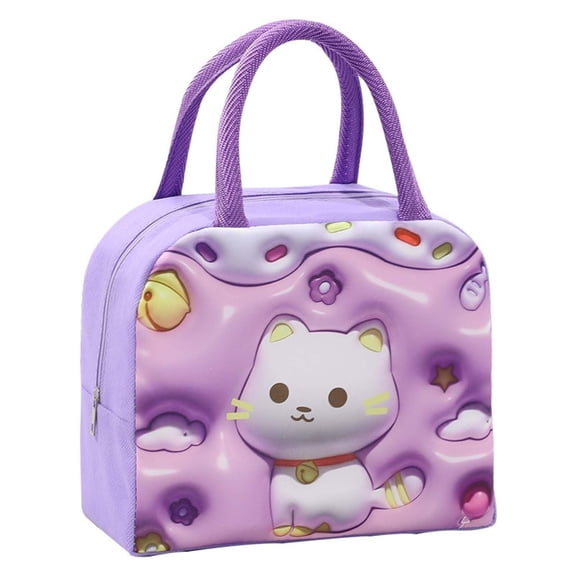 ACDANC Kawaii Lunch Bag Cute Lunch Box for Women Reusable Lunch Bag Handbag Keep Fresh Bag Cooler Handbag for Picnic Work,8.46X4.53X7.09In(Purple)