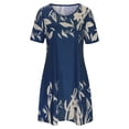 thumbnail image 4 of SMihono Robe Bohème d'Été pour Femmes Grande Taille Femmes Décontractée Col Rond Manches Courtes Imprimé Floral Robe Ample Robes de Plage, 4 of 8