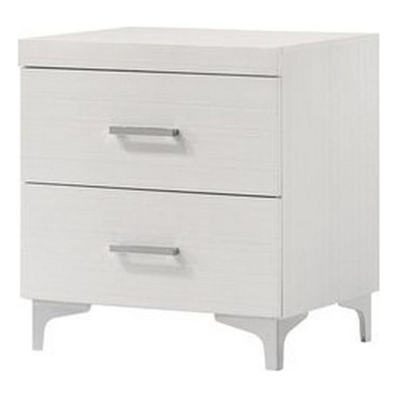 Nightstand with 2 Drawers and Bar Handle, White