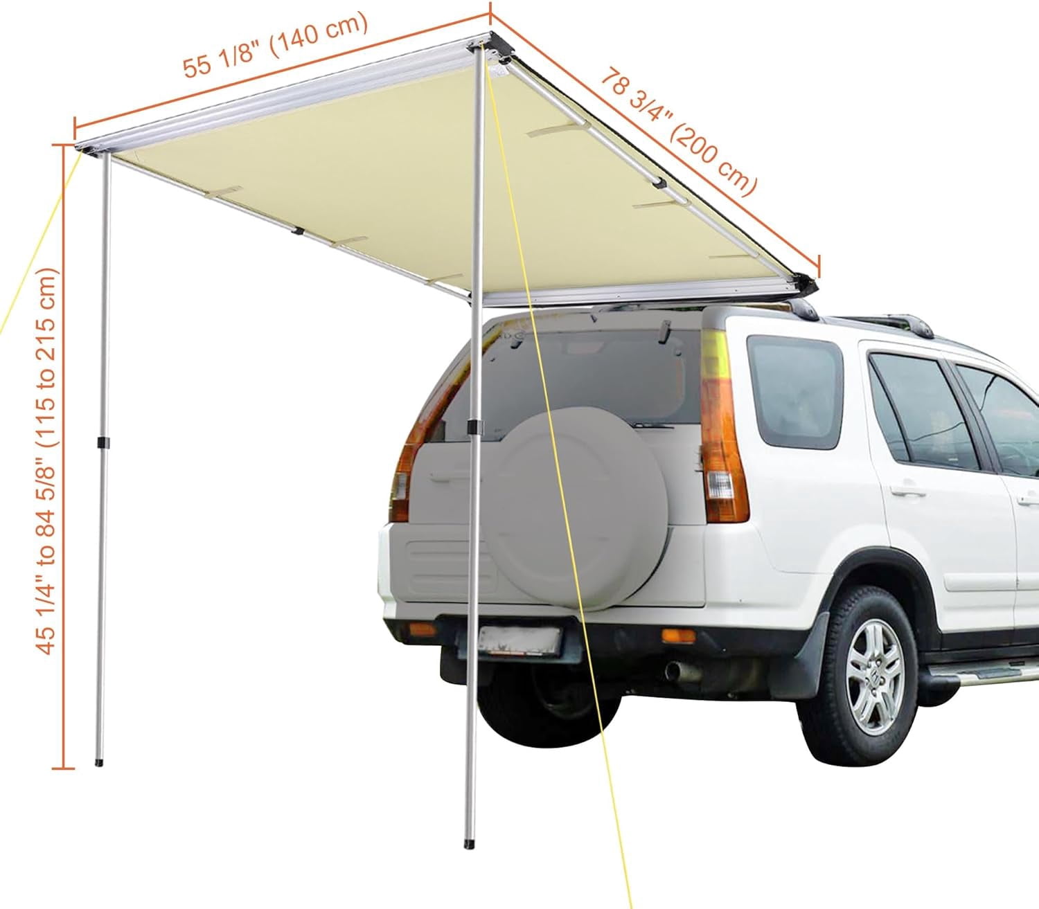 Yescom 4.6x6.8Ft Car Side Awning PU2000mm UV50+, Beige