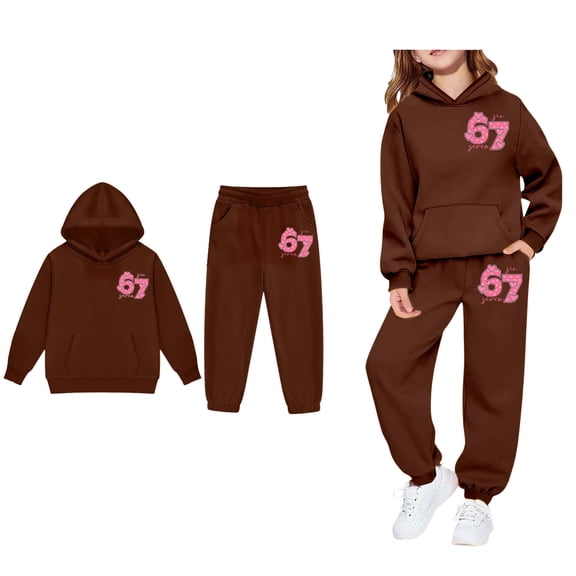 Boys Girls Active Sweatsuit 2PC Six Seven Sweatshirt Sweatpants Set Winter Clothes Girl Clothes Size 8-9 Years