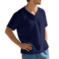 thumbnail image 3 of Mens Summer Beach Shirt Casual Short Sleeve Breathable T Shirts V Neck Button Down Lightweight Textured Blouse, 3 of 6