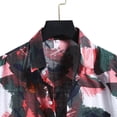 thumbnail image 4 of HAPIMO Tie Dye Leaf Graphic Print Blouse Men's Summer Beach Shirts Casual Cotton Blend Button Down Tee Clothes Short Sleeve T-Shirt for Men Lapel Collar Fashion Tops Red S, 4 of 8